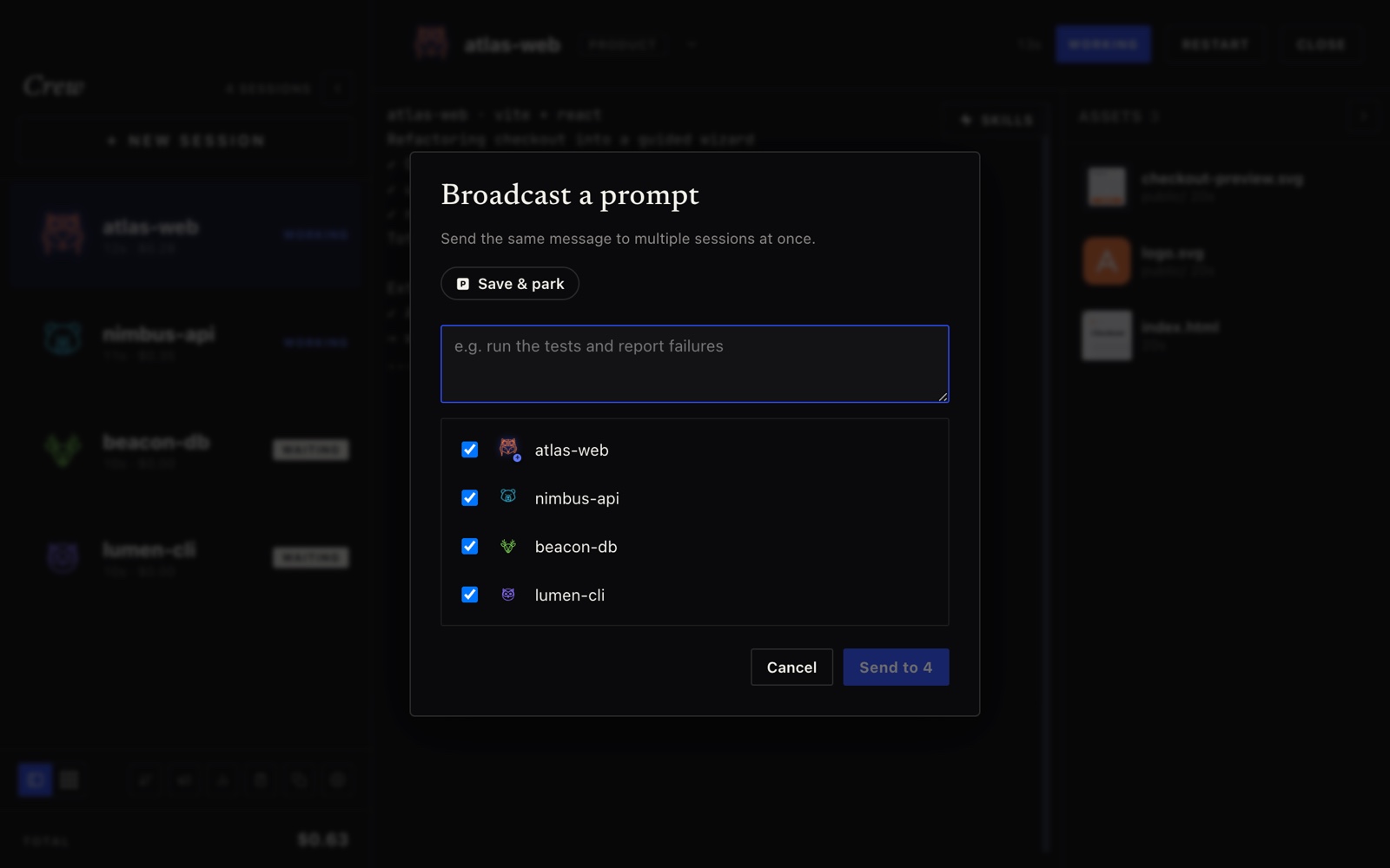 The broadcast modal