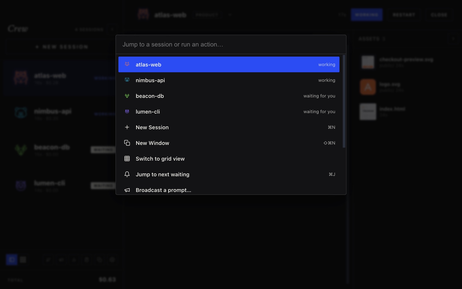 The command palette
